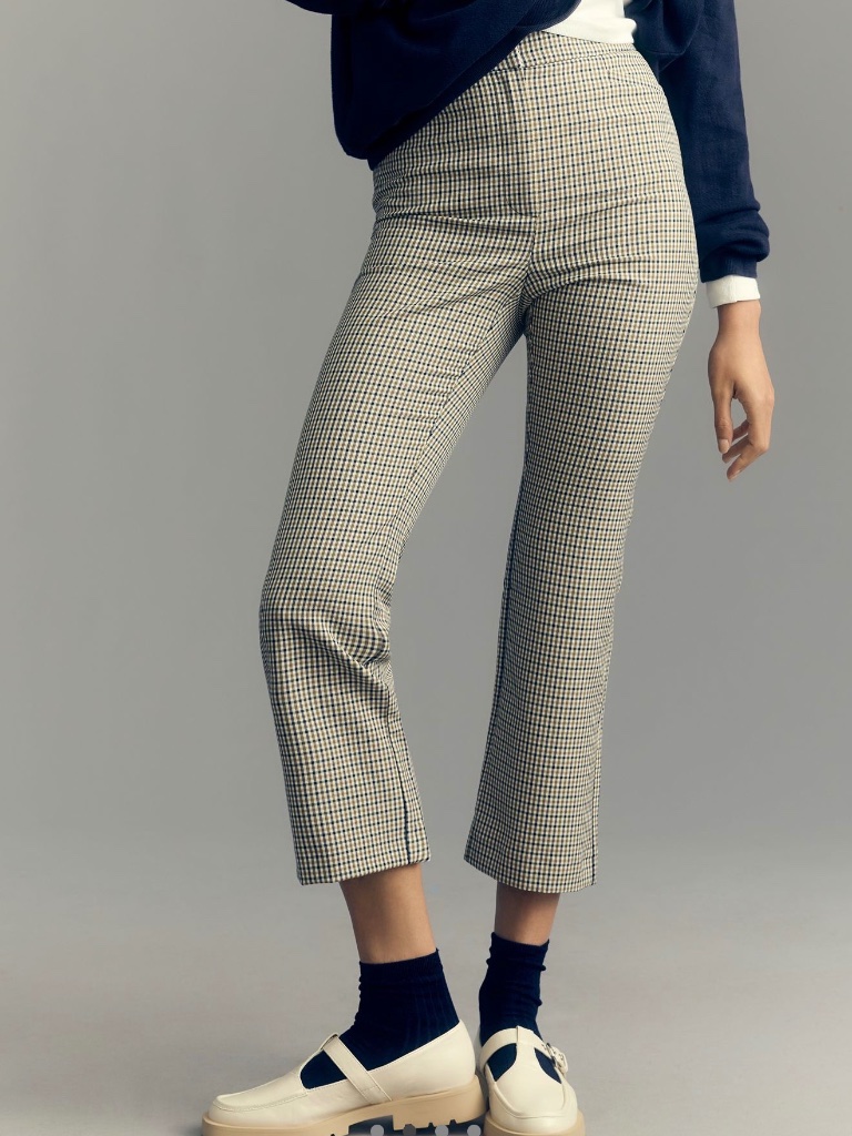 Anthropologie Maeve Plaid Crop Kick Flare Pants